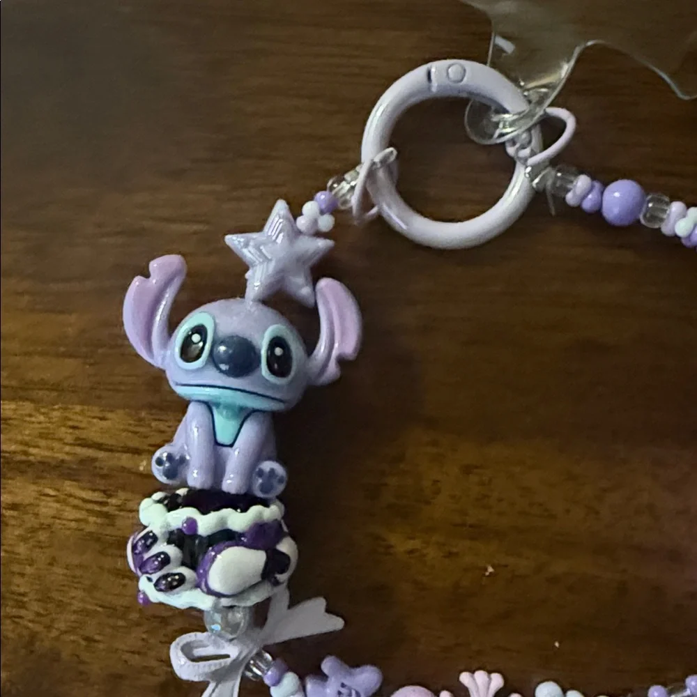 Purple Bead keychain with Character Charm bohemian fairycore whimsical‎ mystical
